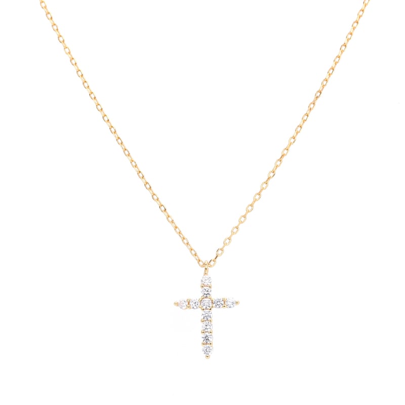 S925 ezüst kereszt nyaklánc cirkón kövekkel, geometriai mintázat, súlya 1,65 g