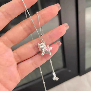 Ezüst 999 egyszarvú nyaklánc medállal, golyó lánccal – nőknek, pasztorális stílus