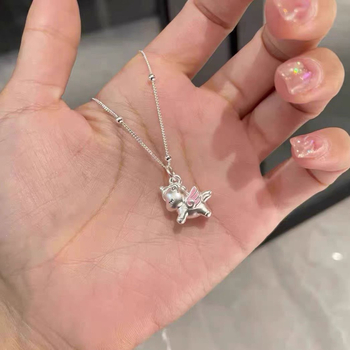 Ezüst 999 egyszarvú nyaklánc medállal, golyó lánccal – nőknek, pasztorális stílus