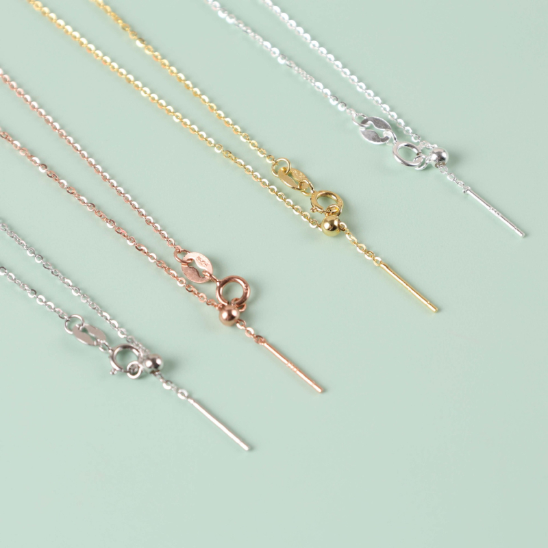 Колие от 925 сребро с O-образна верига, геометричен дизайн, кръст-кутийка, многослойно