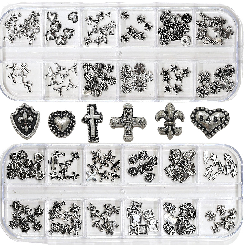 Метални украси за маникюр с кръст и сърцевидни шарки; ретро стил, прост дизайн; серия Star Wars