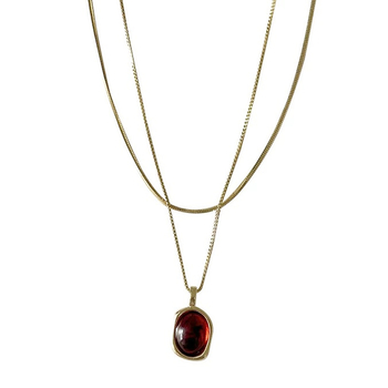 Огърлица с тигрово око, двойно слоена, геометричен дизайн, верига snake bone, дължина 41–50 см, пролет 2025, лек лукс