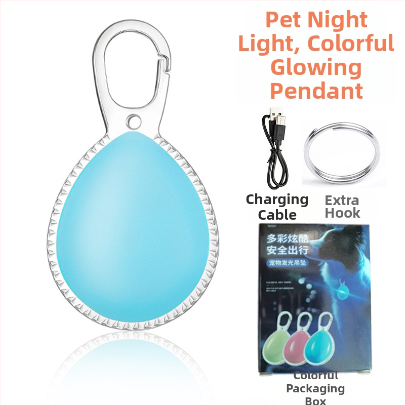 LED nakts gaisma mājdzīvniekiem — pakaramais pendants, USB uzlāde, ABS plastmasa, piemērots suņiem un kaķiem, ārējā drošības gaisma