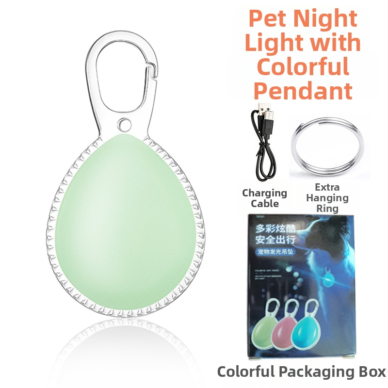 LED nakts gaisma mājdzīvniekiem — pakaramais pendants, USB uzlāde, ABS plastmasa, piemērots suņiem un kaķiem, ārējā drošības gaisma