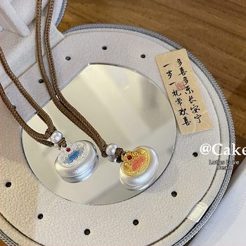 Geometrijski privjesak od srebra 999, antikna metoda obrade, nepravilan lanac, 7,5 g, kineski retro stil.