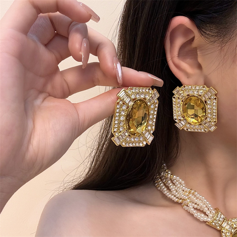 Колие с кристална висулка и перлена ключица, еднослойна винтовидна верига, метална сплав, стил инфлуенсър