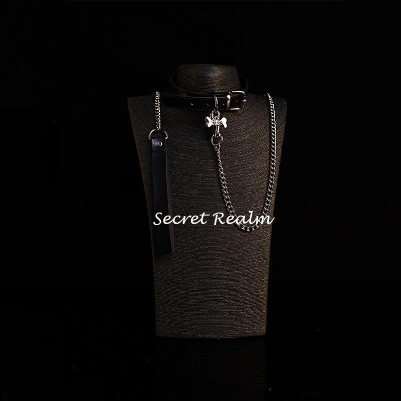 Кучешка яка с костен дизайн и камбанка, материал: кожа, форма: 10122, стил: свеж и сладък