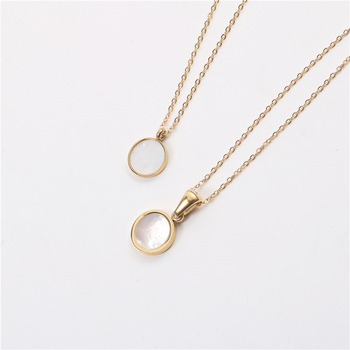 Колие с геометрична висулка, титанова стомана, чук-кръстова верига, реално златно покритие