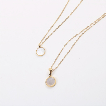 Колие с геометрична висулка, титанова стомана, чук-кръстова верига, реално златно покритие