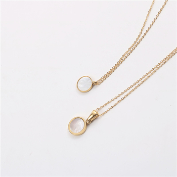 Колие с геометрична висулка, титанова стомана, чук-кръстова верига, реално златно покритие