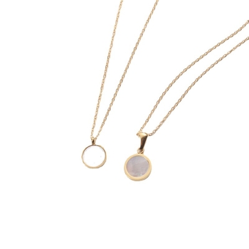 Колие с геометрична висулка, титанова стомана, чук-кръстова верига, реално златно покритие