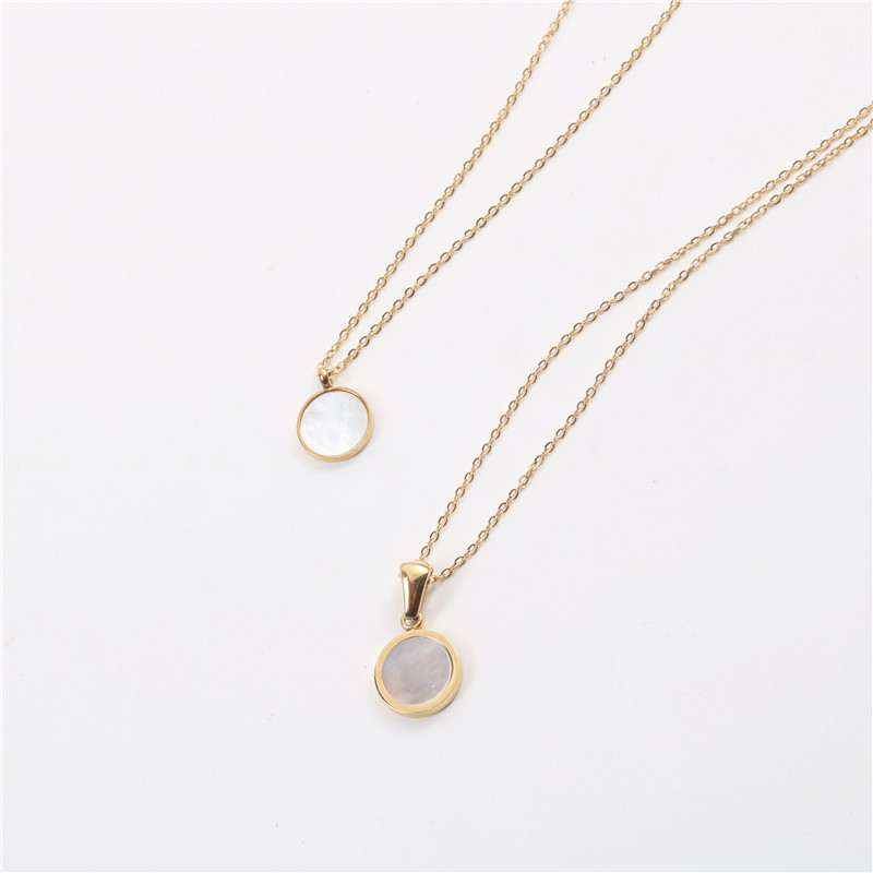 Колие с геометрична висулка, титанова стомана, чук-кръстова верига, реално златно покритие