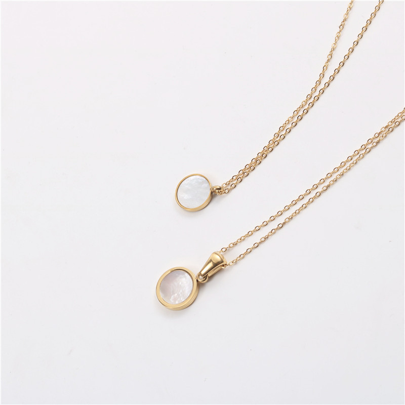 Колие с геометрична висулка, титанова стомана, чук-кръстова верига, реално златно покритие