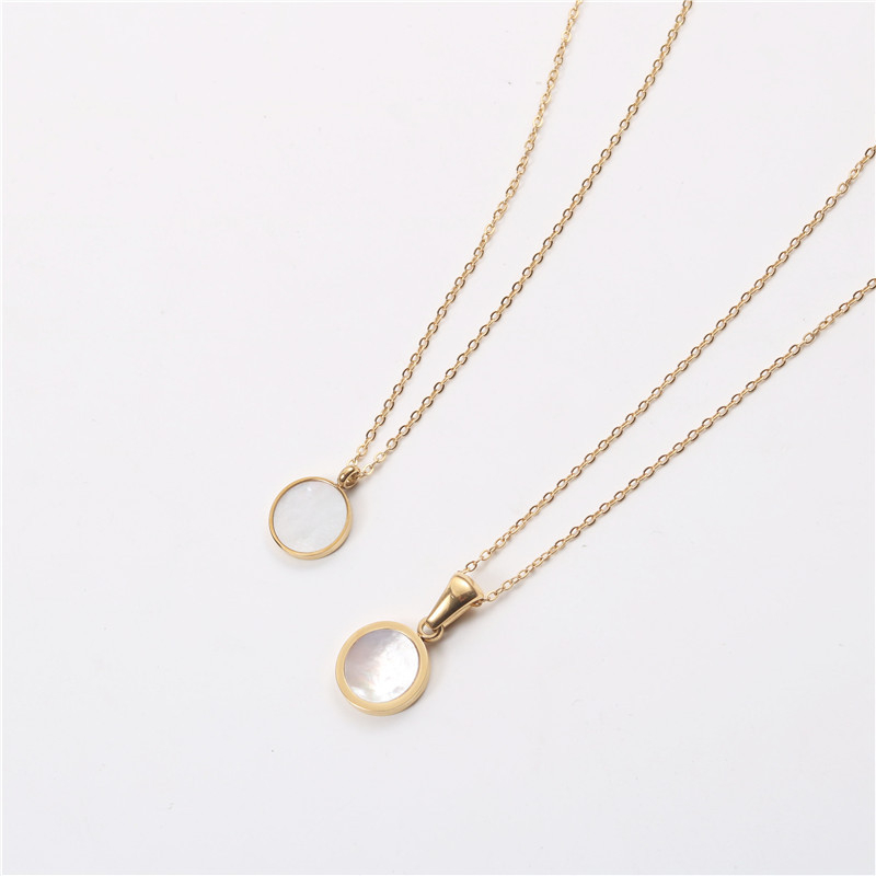 Колие с геометрична висулка, титанова стомана, чук-кръстова верига, реално златно покритие