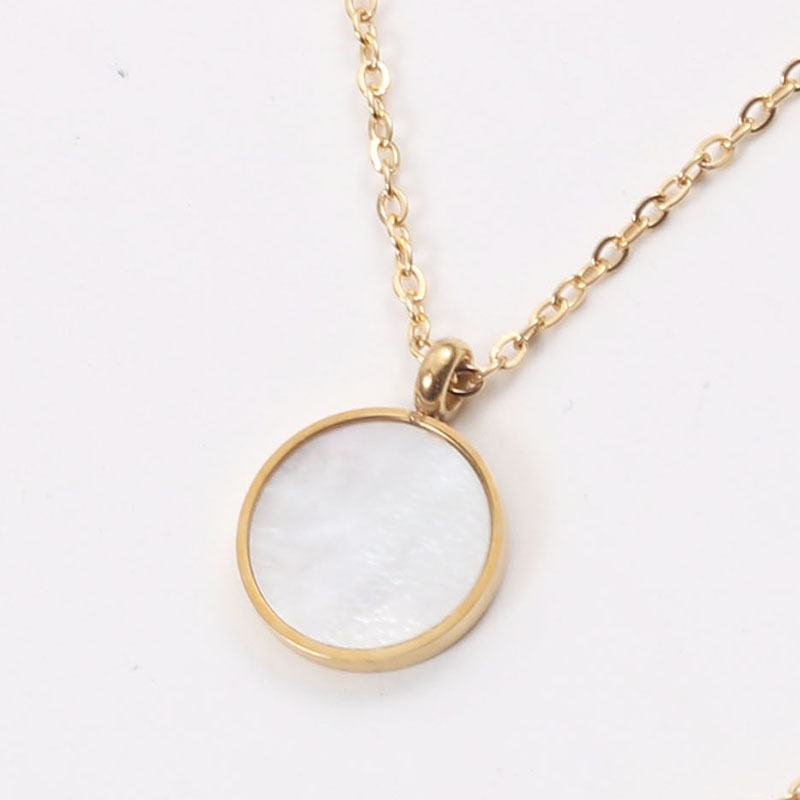 Колие с геометрична висулка, титанова стомана, чук-кръстова верига, реално златно покритие