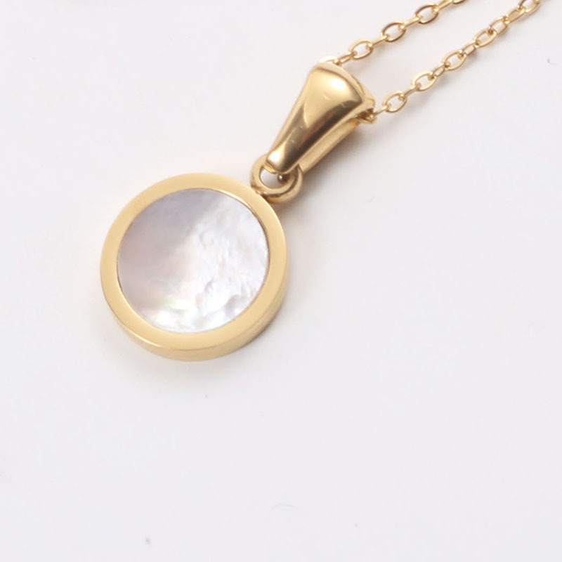 Колие с геометрична висулка, титанова стомана, чук-кръстова верига, реално златно покритие