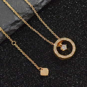 Ogrlica od bakra s 18K pozlatom, kapljasti geometrijski privjesak, ručno izrađeni lanac, 41–50 cm, korejski modni stil