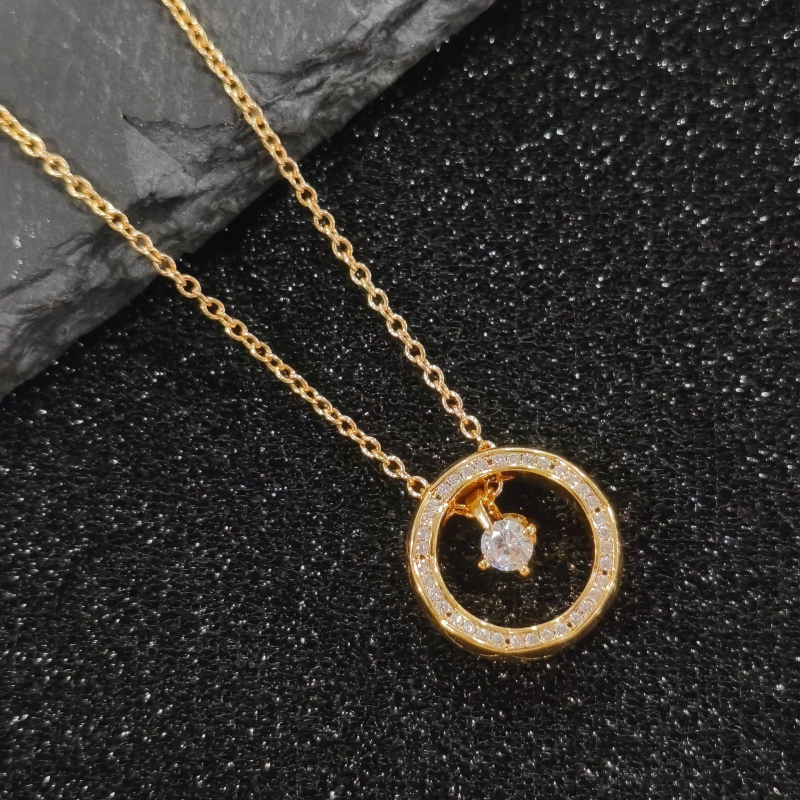 Ogrlica od bakra s 18K pozlatom, kapljasti geometrijski privjesak, ručno izrađeni lanac, 41–50 cm, korejski modni stil