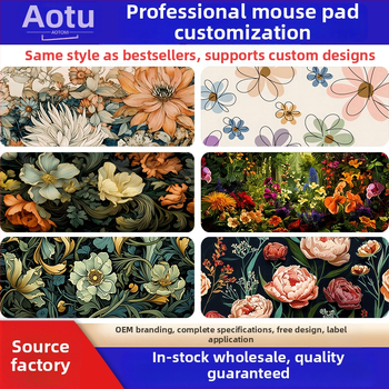 Podložka pod myš s kvetinovým vzorom, prírodná guma, jednostranná, potlač tepelného prenosu, herný štýl