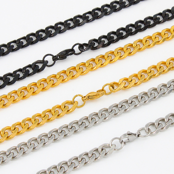 Огърлица Кубанска верижка от титанова стомана, електроплакирана, регулируема дължина, геометричен модел, стил светъл лукс