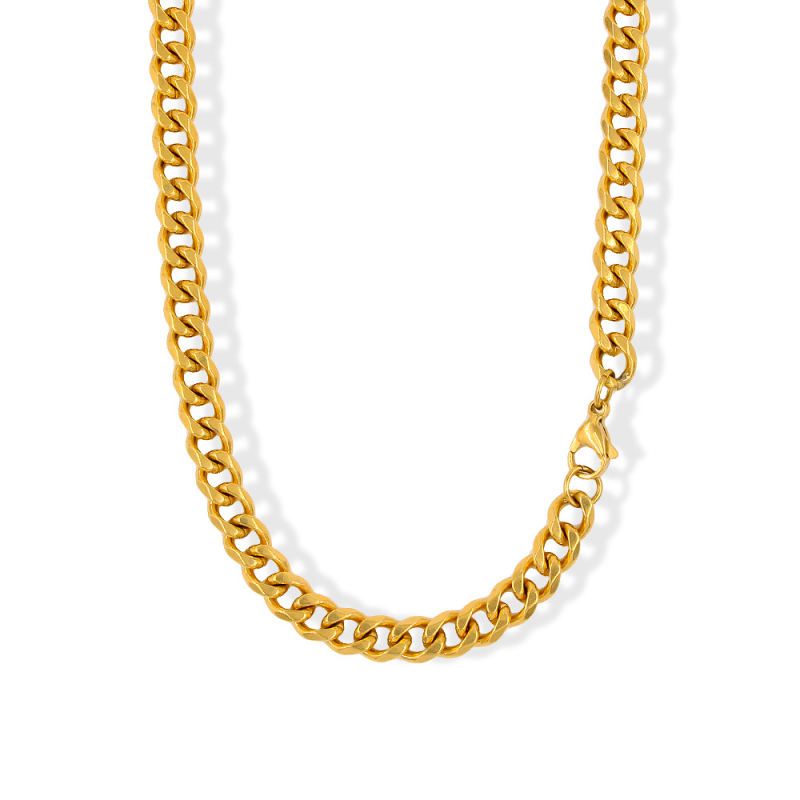 Огърлица Кубанска верижка от титанова стомана, електроплакирана, регулируема дължина, геометричен модел, стил светъл лукс