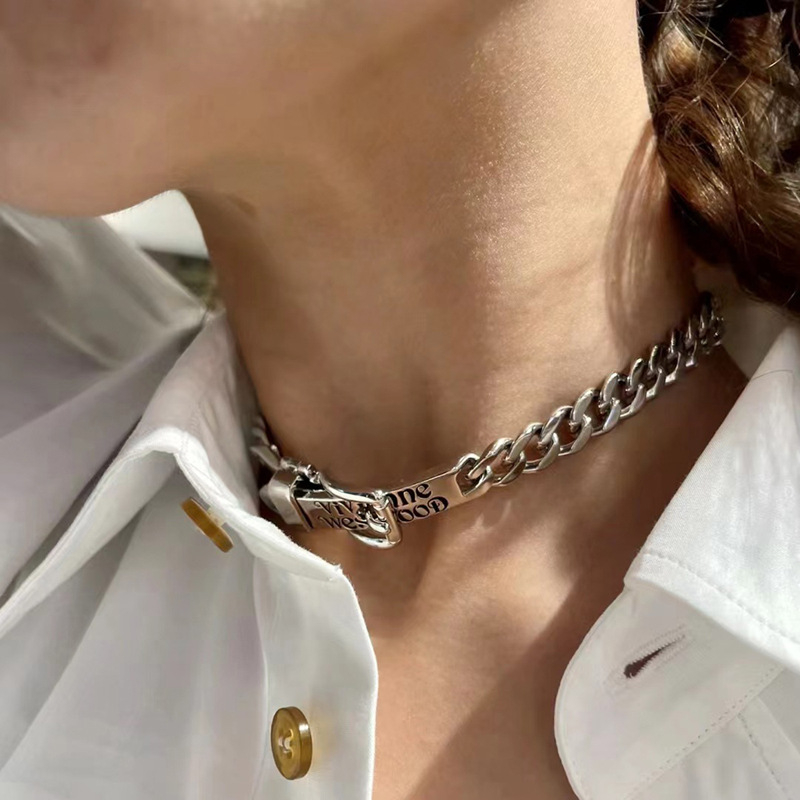 Ogrlica od legure, kubanska lančić, geometrijski stil, unisex