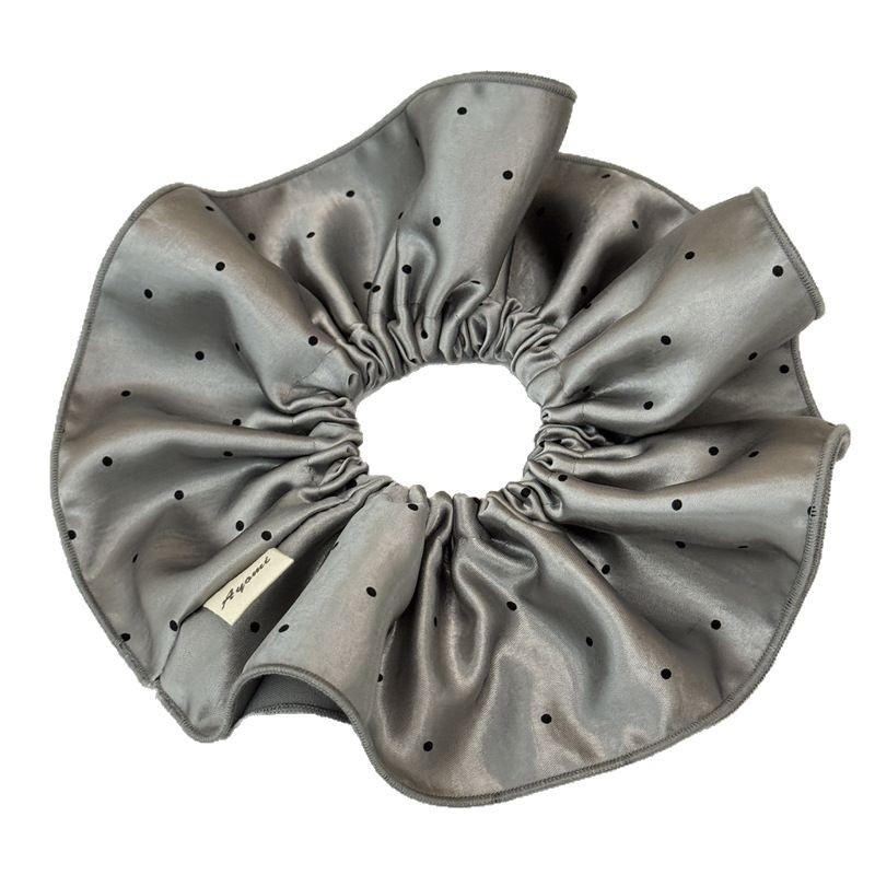 Dvostruko plisana satenska gumica za kosu s točkicama, korejski stil, ručna izrada, visoka elastičnost