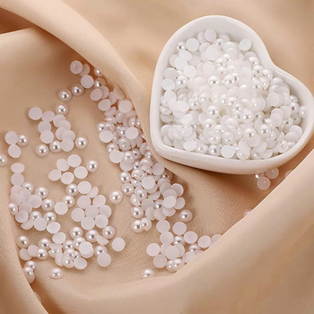 DIY dodaci za nokte: polukružne perle od ABS plastike s perlom sjajem, ravno dno, 1,5 mm