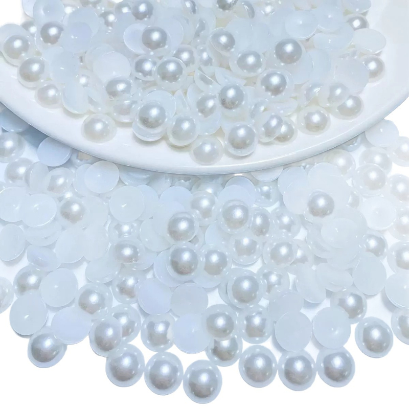 DIY dodaci za nokte: polukružne perle od ABS plastike s perlom sjajem, ravno dno, 1,5 mm