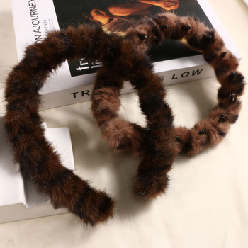 Plišani traka za kosu s zubima, leopard uzorak, protuklizna, ručno izrađeno za žene