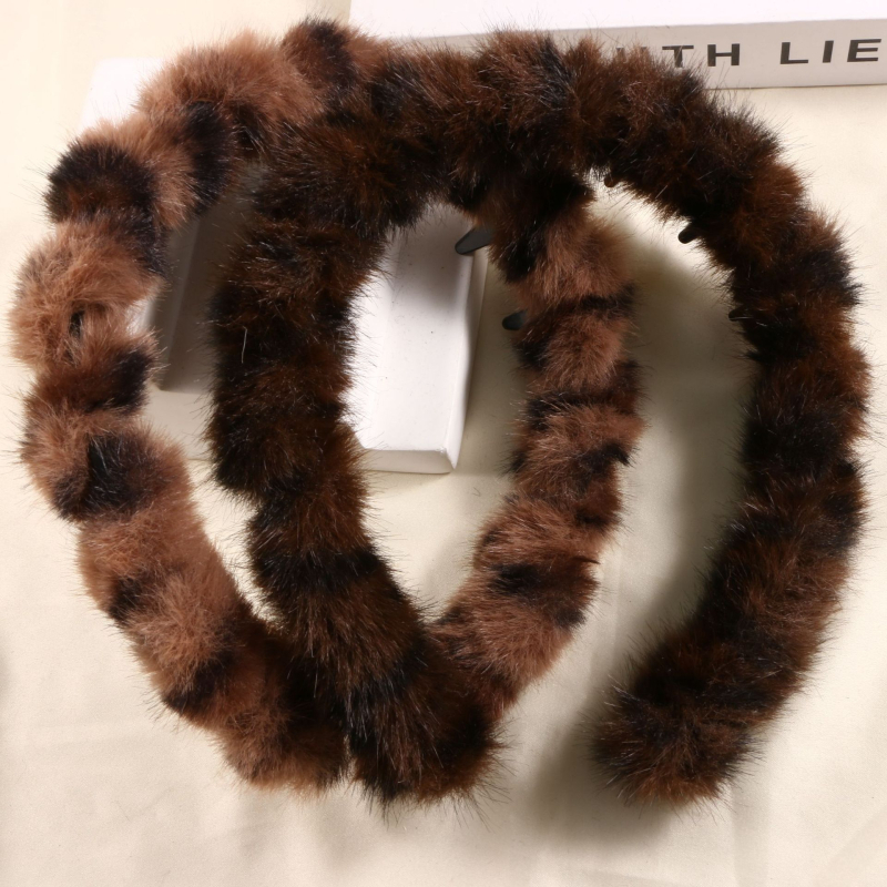 Plišani traka za kosu s zubima, leopard uzorak, protuklizna, ručno izrađeno za žene