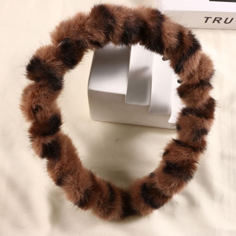 Plišani traka za kosu s zubima, leopard uzorak, protuklizna, ručno izrađeno za žene