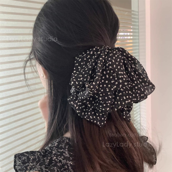 Klips za kosu za rep s tri sloja mrežaste tkanine s točkastim uzorkom – ručno izrađeno, klipsa s hvatalom za žene