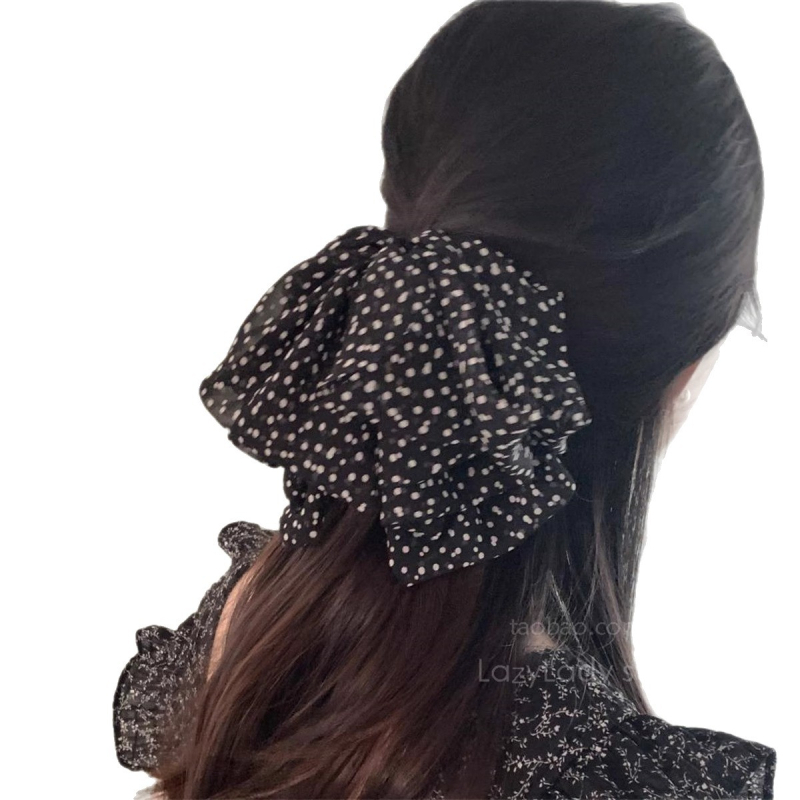 Klips za kosu za rep s tri sloja mrežaste tkanine s točkastim uzorkom – ručno izrađeno, klipsa s hvatalom za žene