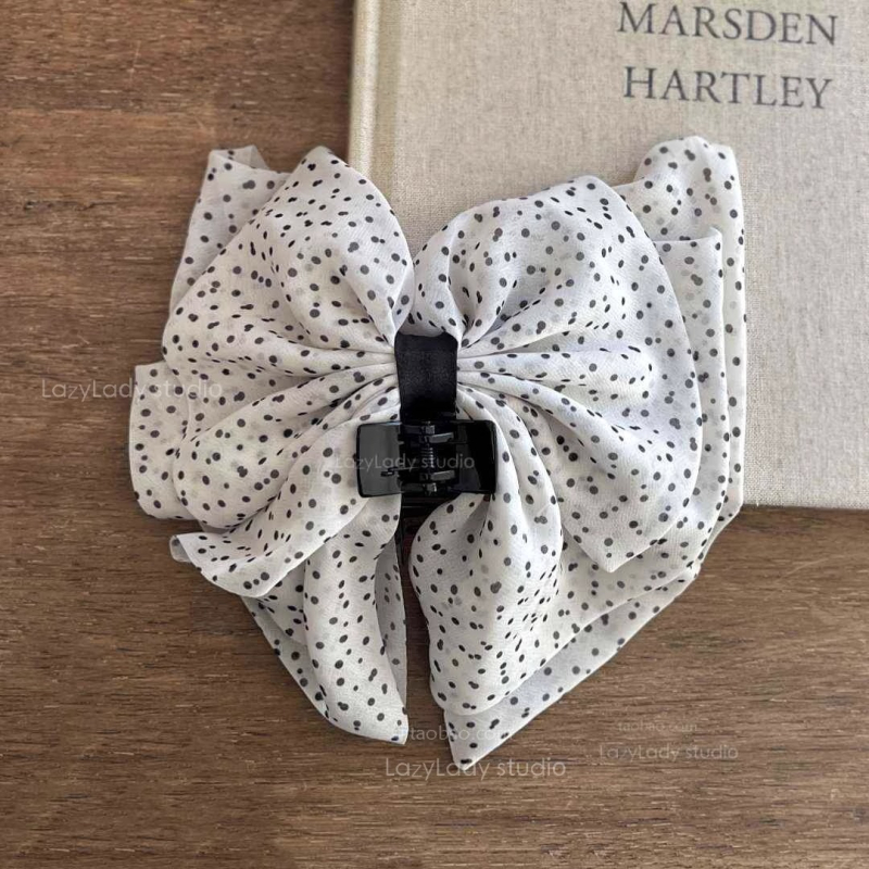 Klips za kosu za rep s tri sloja mrežaste tkanine s točkastim uzorkom – ručno izrađeno, klipsa s hvatalom za žene