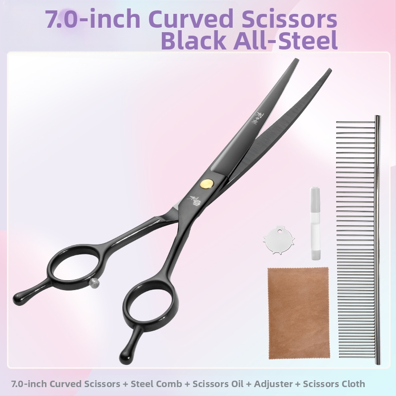 Įlenktos šunų kirpimo žirklės — komplektas kirpimui ir formavimui