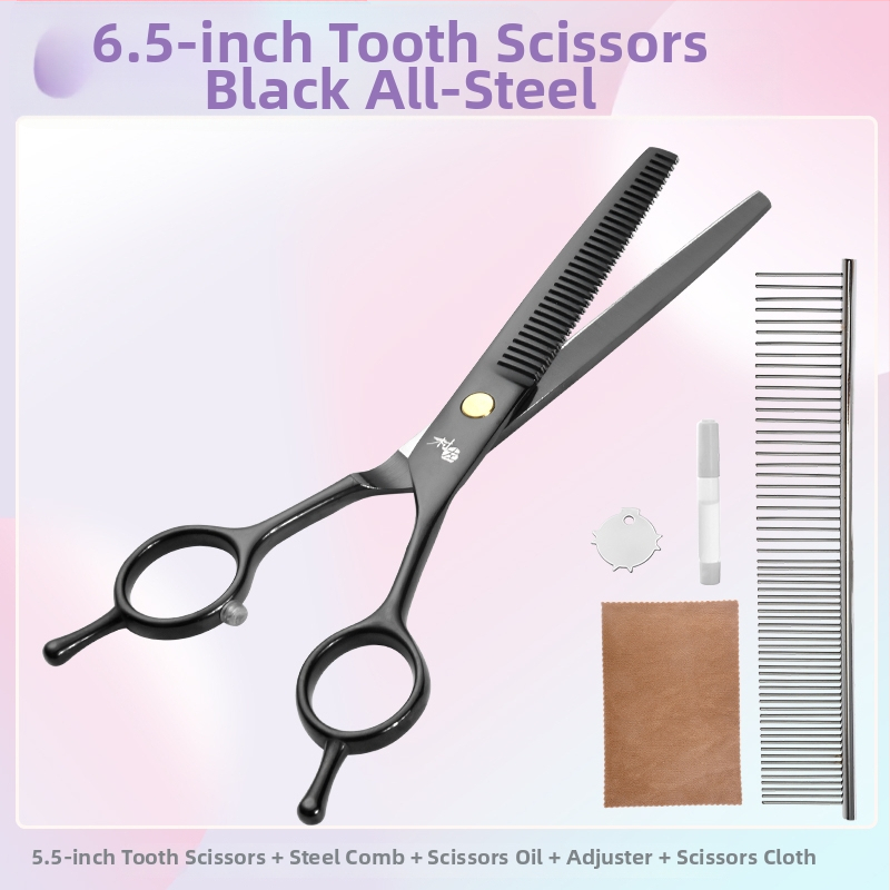 Įlenktos šunų kirpimo žirklės — komplektas kirpimui ir formavimui