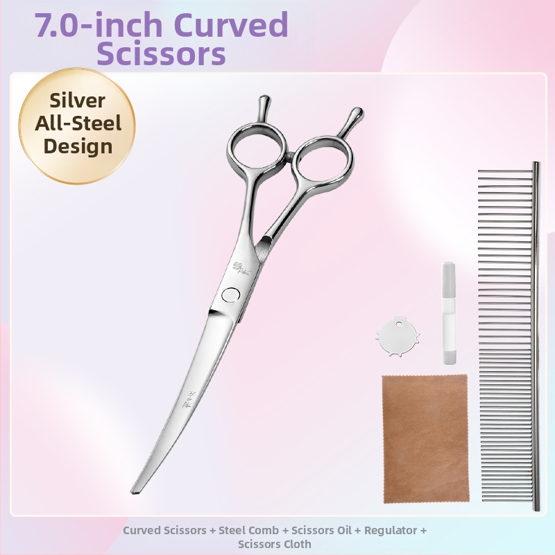 Įlenktos šunų kirpimo žirklės — komplektas kirpimui ir formavimui