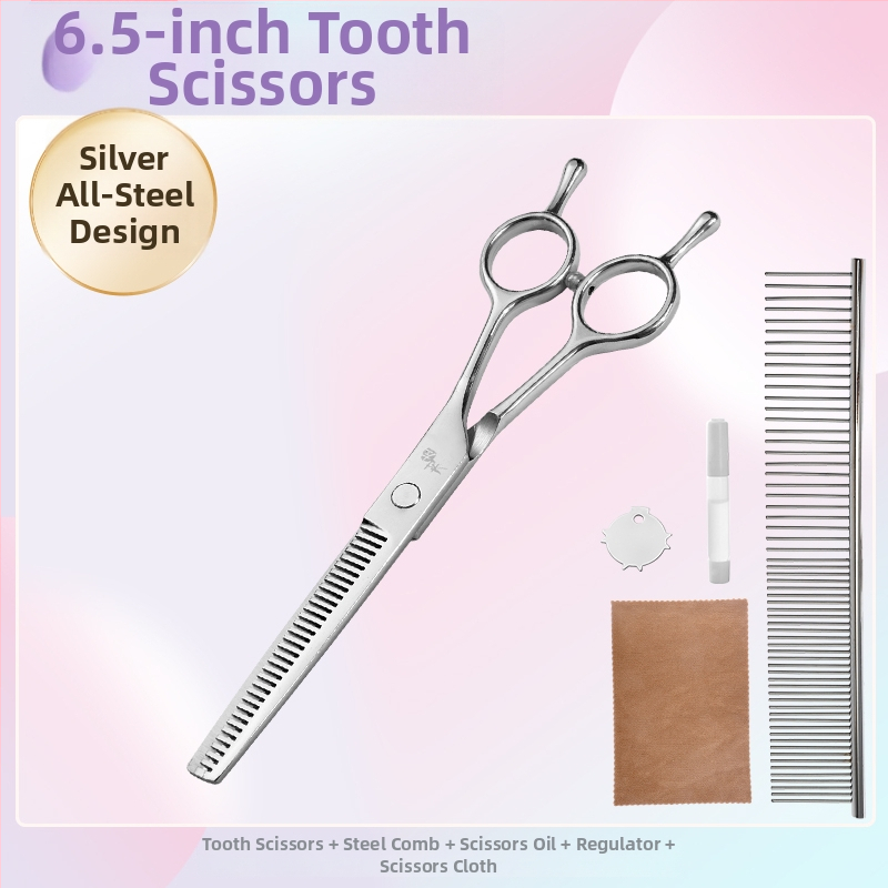 Įlenktos šunų kirpimo žirklės — komplektas kirpimui ir formavimui