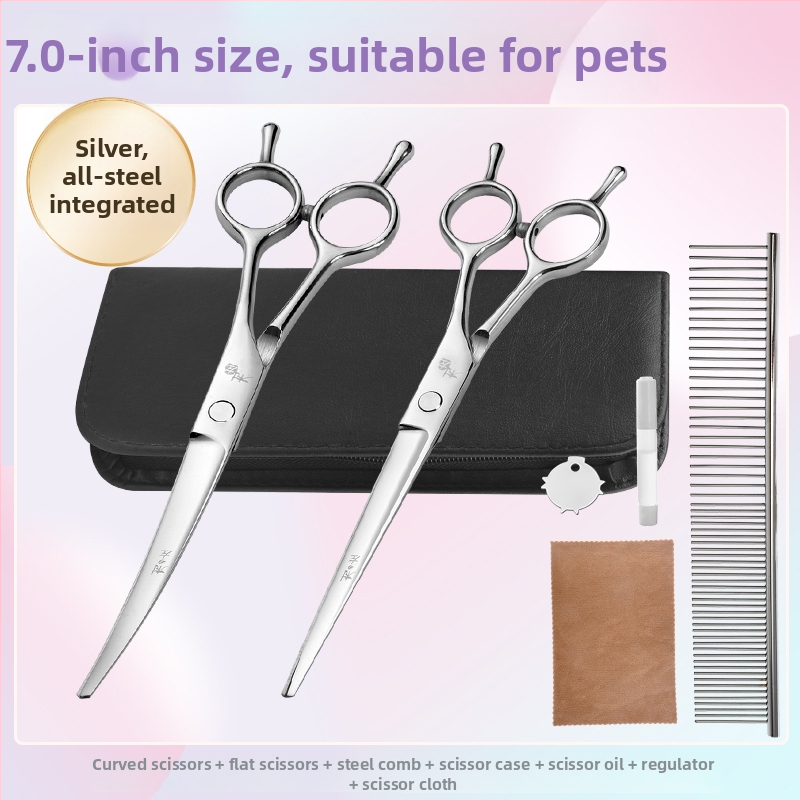 Įlenktos šunų kirpimo žirklės — komplektas kirpimui ir formavimui
