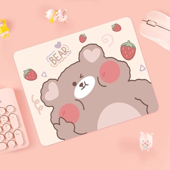 Μαξιλαράκι Ποντικιού Strawberry Bear - Αντιολισθητικό, φυσικός καουτσούκ, μονόπλευρο, εκτύπωση με θερμική μεταφορά, προσαρμόσιμο με εικόνες