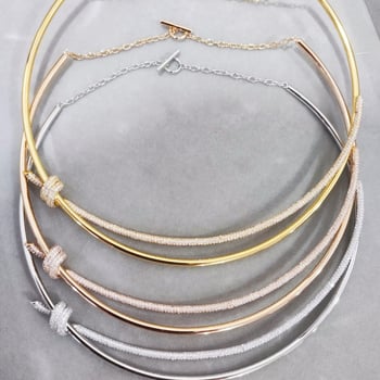 Čvorni geometrijski bakreni choker, višeslojni, klasičan lanac, težina 5