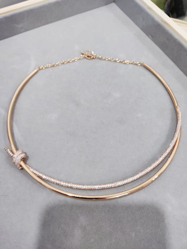 Čvorni geometrijski bakreni choker, višeslojni, klasičan lanac, težina 5