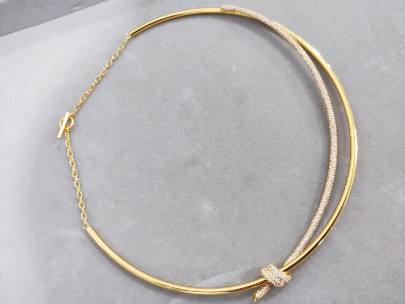 Čvorni geometrijski bakreni choker, višeslojni, klasičan lanac, težina 5
