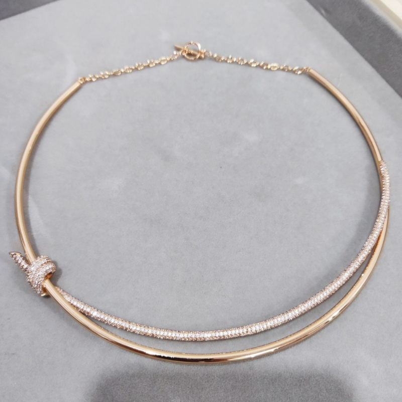 Čvorni geometrijski bakreni choker, višeslojni, klasičan lanac, težina 5