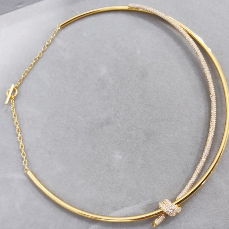 Čvorni geometrijski bakreni choker, višeslojni, klasičan lanac, težina 5