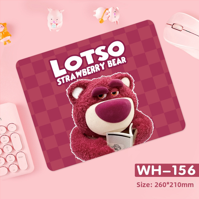 Podložka pod myš Strawberry Bear s opierkou na zápästie – protišmyrová, odolná, prírodná guma, jednostranná, potlač tepelného prenosu, prispôsobiteľná obrázkami