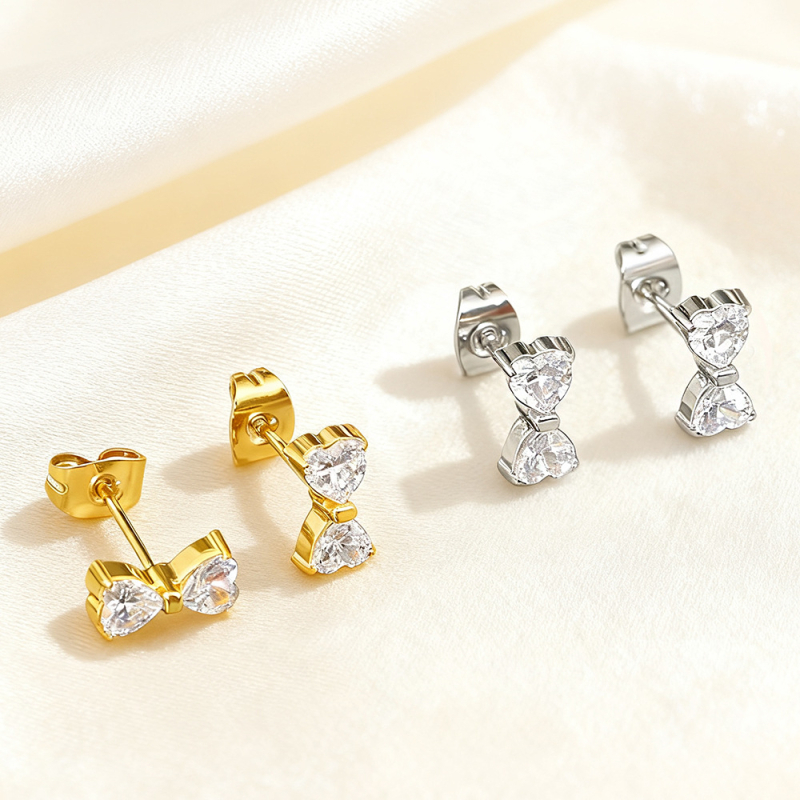 Masniás fülbevalók rozsdamentes acélból, vákuum aranyozással, könnyed luxus stílus, Yiyun Jewelry