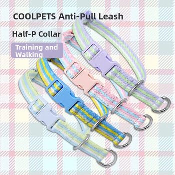 COOLPETS Obojok pre psa s polovičným reťazom, výcvikový obojok, pruhovaný polyester