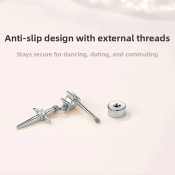 Náušnice s krížom a strapkami z titánovej ocele, syntetický kubický zirkón, pozlátené, unisex — Simang Jewelry